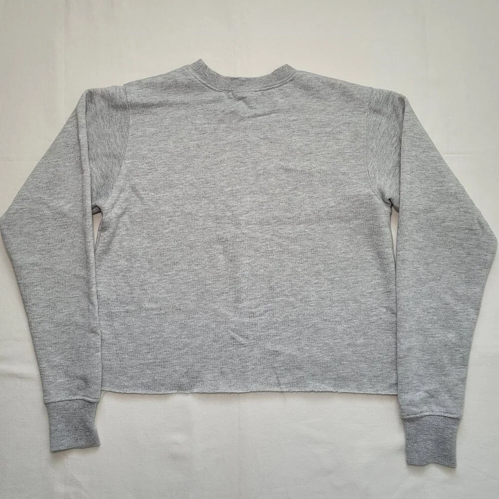 Cropped Sweatshirt Gray Sequin Heart Glasses Lips Sparkle Y2K Athleisure